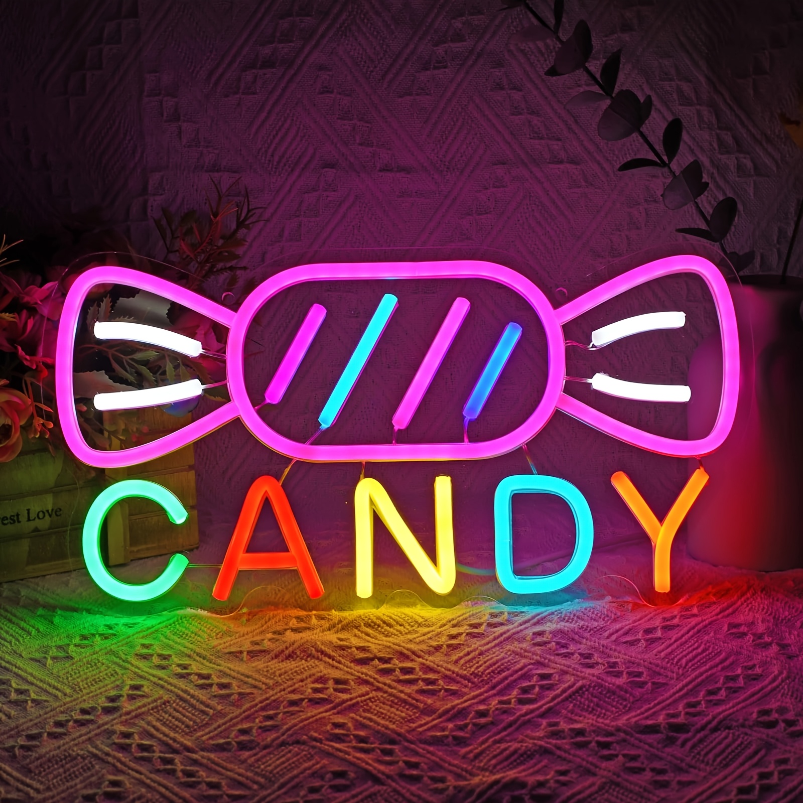 1pc Candy Neon Wall Decoration, Candy Party Decoration, Candy Bar Logo, Store Logo, Birthday Decoration, Candy Store Candy Lights