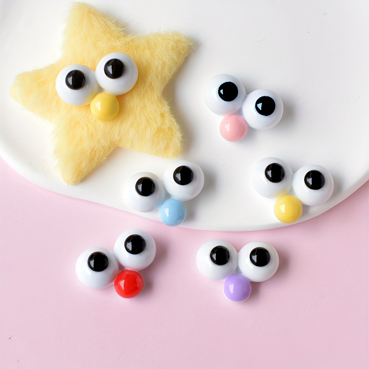 

20-piece Cute Cartoon Eyes Resin Embellishments For Diy Crafts And Jewelry Making