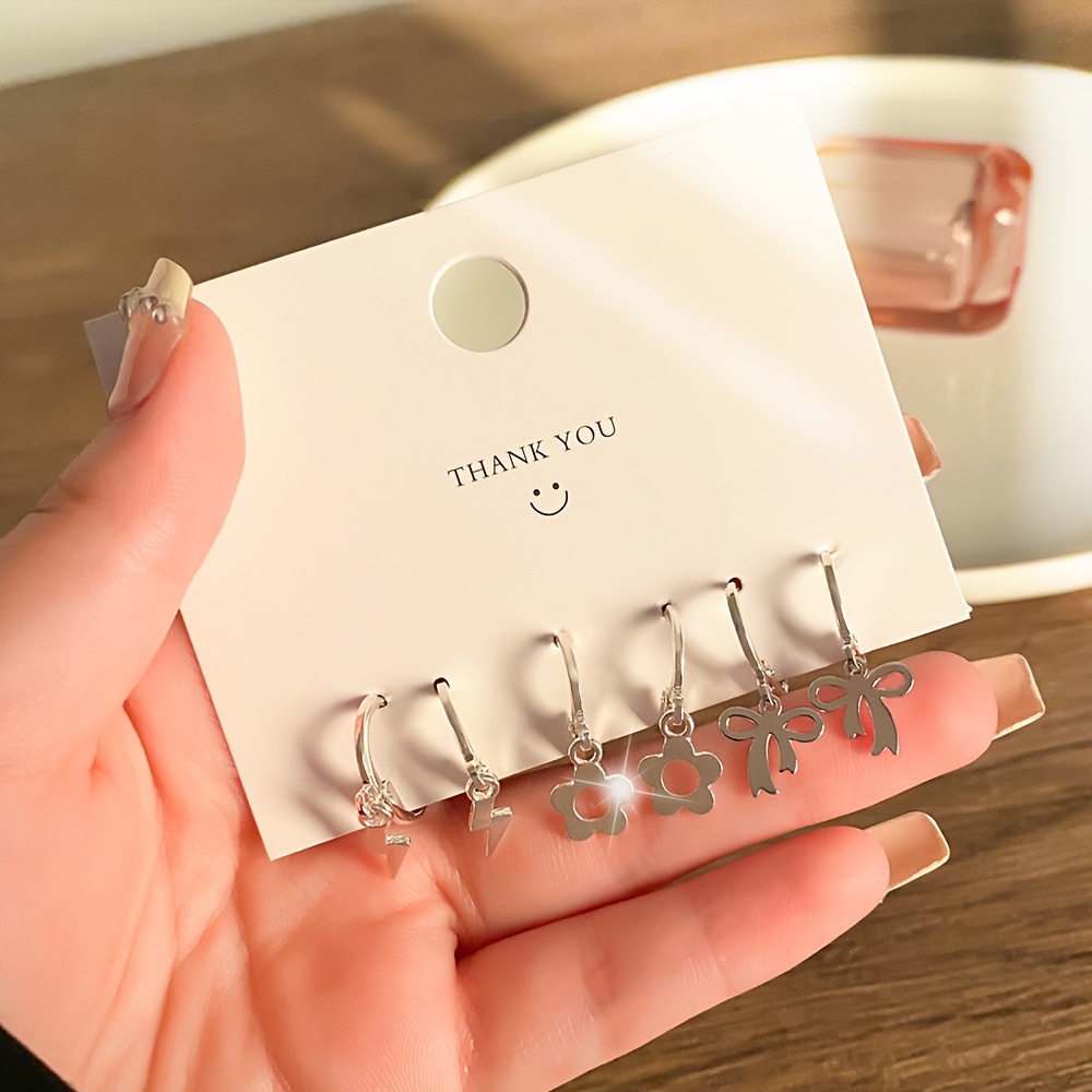 3 Pairs Faux Pearl Bow Earrings Set — Creative Gift