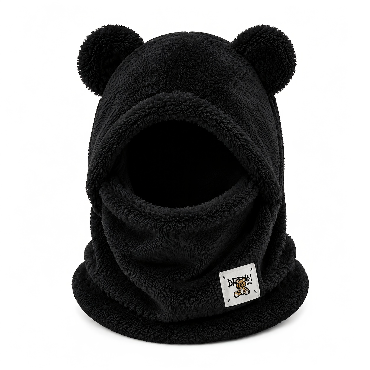 TEMU 1pc Meirunsen Thick Plush Balaclava Hat & Neck Gaiter For - Windproof Full-face Cover Hooded Mask, Lightweight Warm Shield Suitable For Skiing,