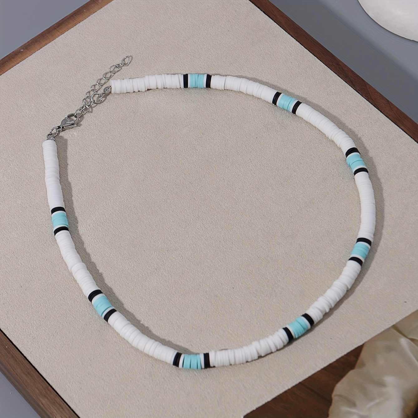 Image of 1pc Women's Fashion Choker Necklace, Bohemian Handmade Soft Clay Bead Strand, Seaside Vacation Party Holiday Jewelry Accessory