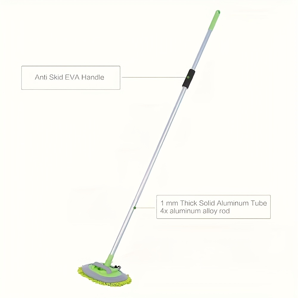 62-inch Extended Handle Microfiber Vehicle Cleaning Brush Set - Soft Scratch-free Mop Cleaning Mitt For Automobiles, Trucks, Suvs, Rvs, Caravans, And Home Use - With 2 Gentle Microfiber Mop Heads