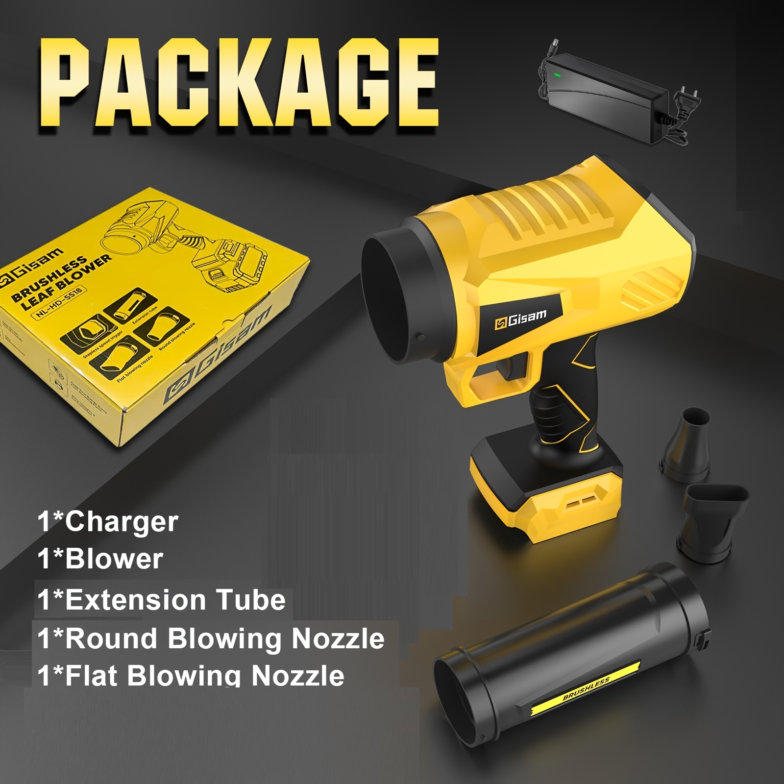 Image of Cordless Leaf Blower - Brushless Powerful Blower - 400 Mph Air Blower With Battery And Charger - Quiet For Garden, Car, Patio And Outdoor Use