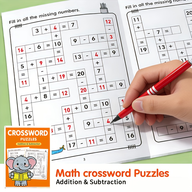 Image of 32 Pages Of Math With Addition And Subtraction 20, Checkerboard Fill In The Blank Game, Math Workbook, Learning And Educational Writing Aids, Early Learning Workbook Number Tracing Workbook
