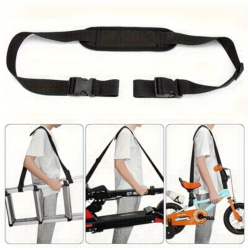 

Scooter & Bike Carry Strap - Adjustable, Anti-slip Shoulder Strap For Kickboards, Balance Bikes, Beach - Nylon, Black