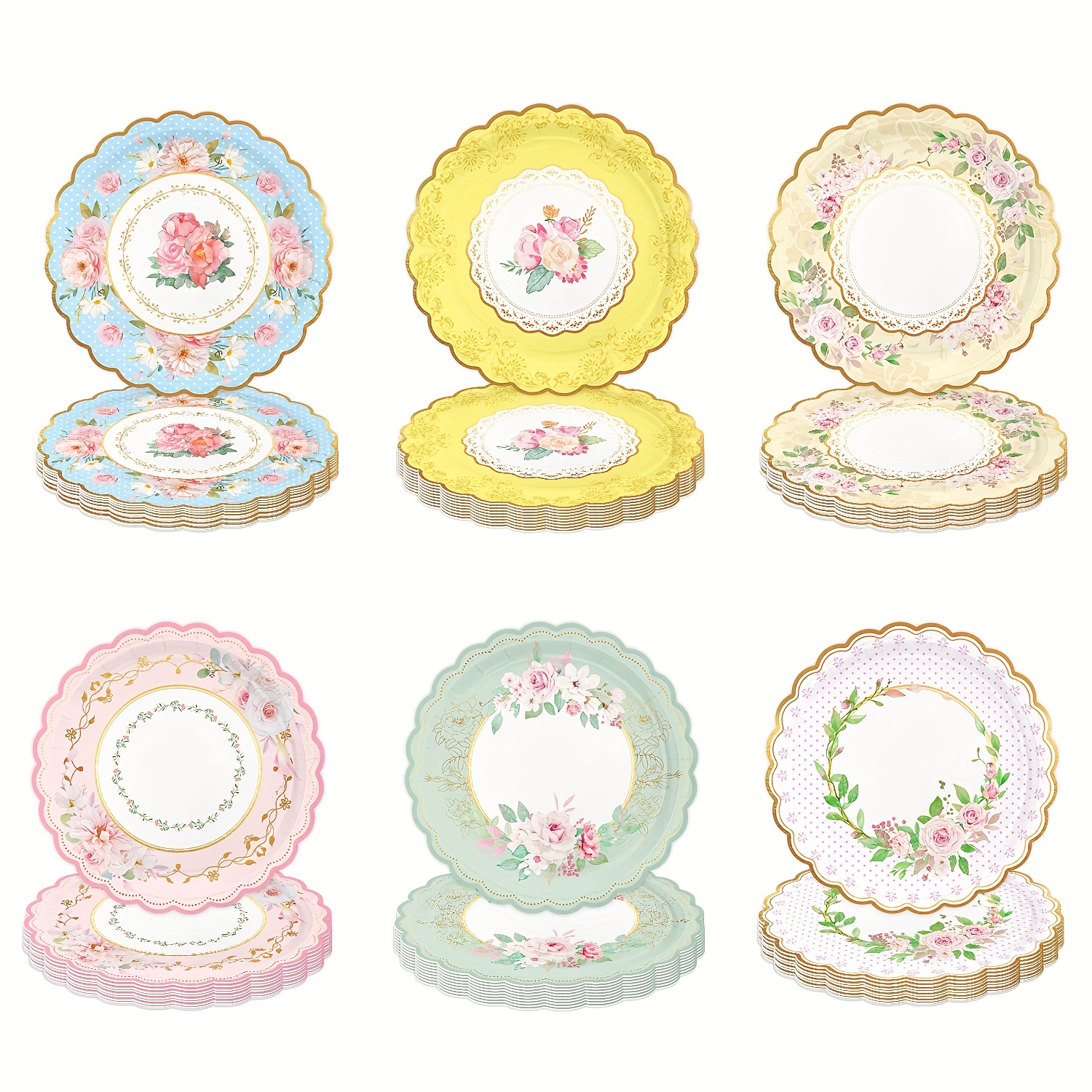 vintage floral paper plates 7 inches for picnic afternoon tea   party dinnerware for floral theme tea party wedding bridal shower for halloween christmas event party supplies halloween christmas for christmas newyear valentine party