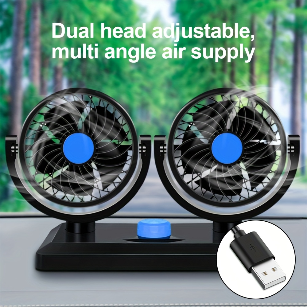 1pc car dual head usb fan compact and lightweight foldable car ventilation system car decoration suitable for outdoor activities office study and power details 2
