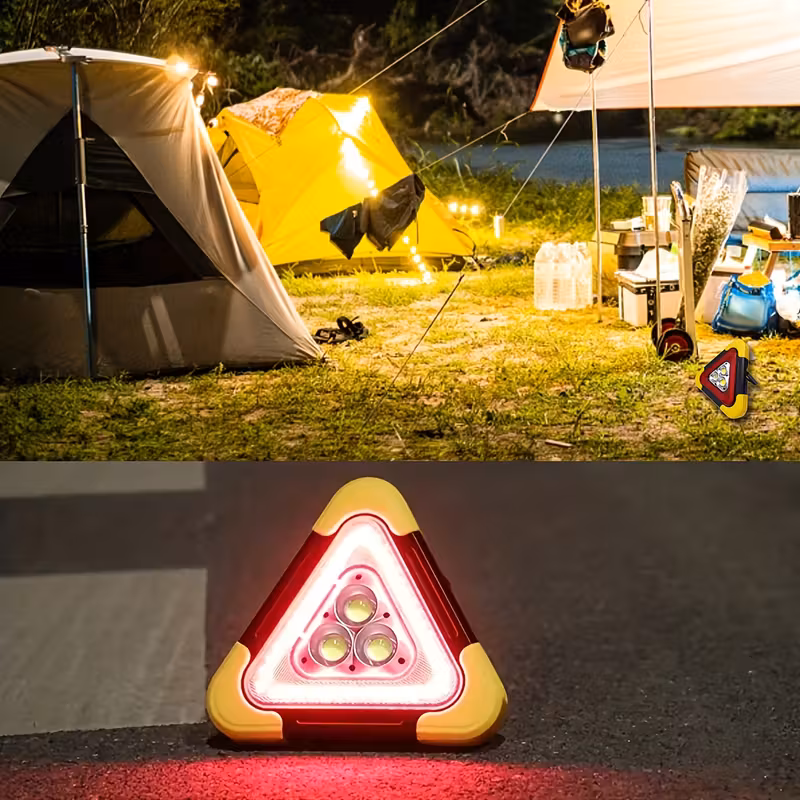 1 buc. lampă de avertizare triunghiulară solară multifuncțională | reîncărcabilă usb, 5 , portabilă, de , led, semnal de urgență, lampă luminoasă cu mâner, pentru siguranța traficului, salvare în situații periculoase accidentale, călătorii pe distanțe lungi, camping, drumeții 10