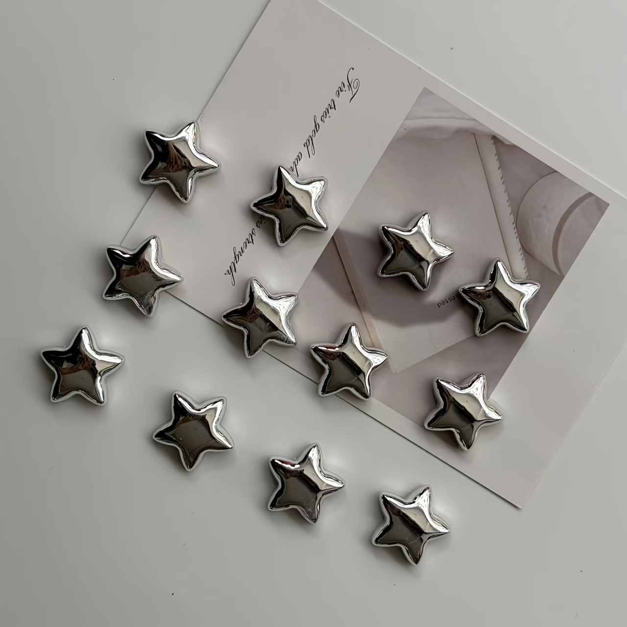 TEMU 12-pack Silvery Pentagram Fridge Magnets, Suitable For Kitchen, Office, Dishwasher, Vibrant Colors, Ideal Gift For Christmas, Valentine's Day,