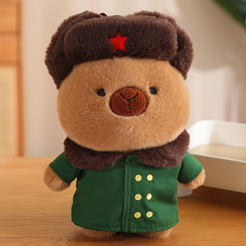 Capybara Plush Toy Green Coat Capybara Doll Simulation - Temu