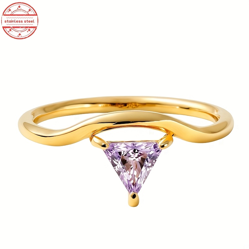 Fashion Elegant December Stainless Steel Triangle Ring