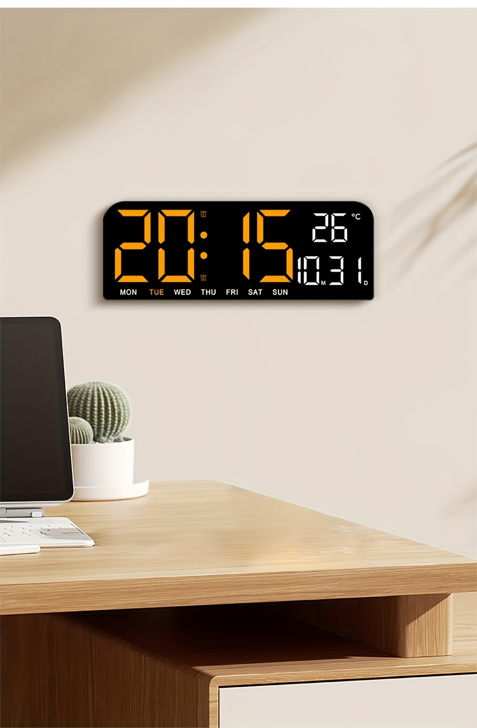 9 inch digital wall clock temperature date week timing
