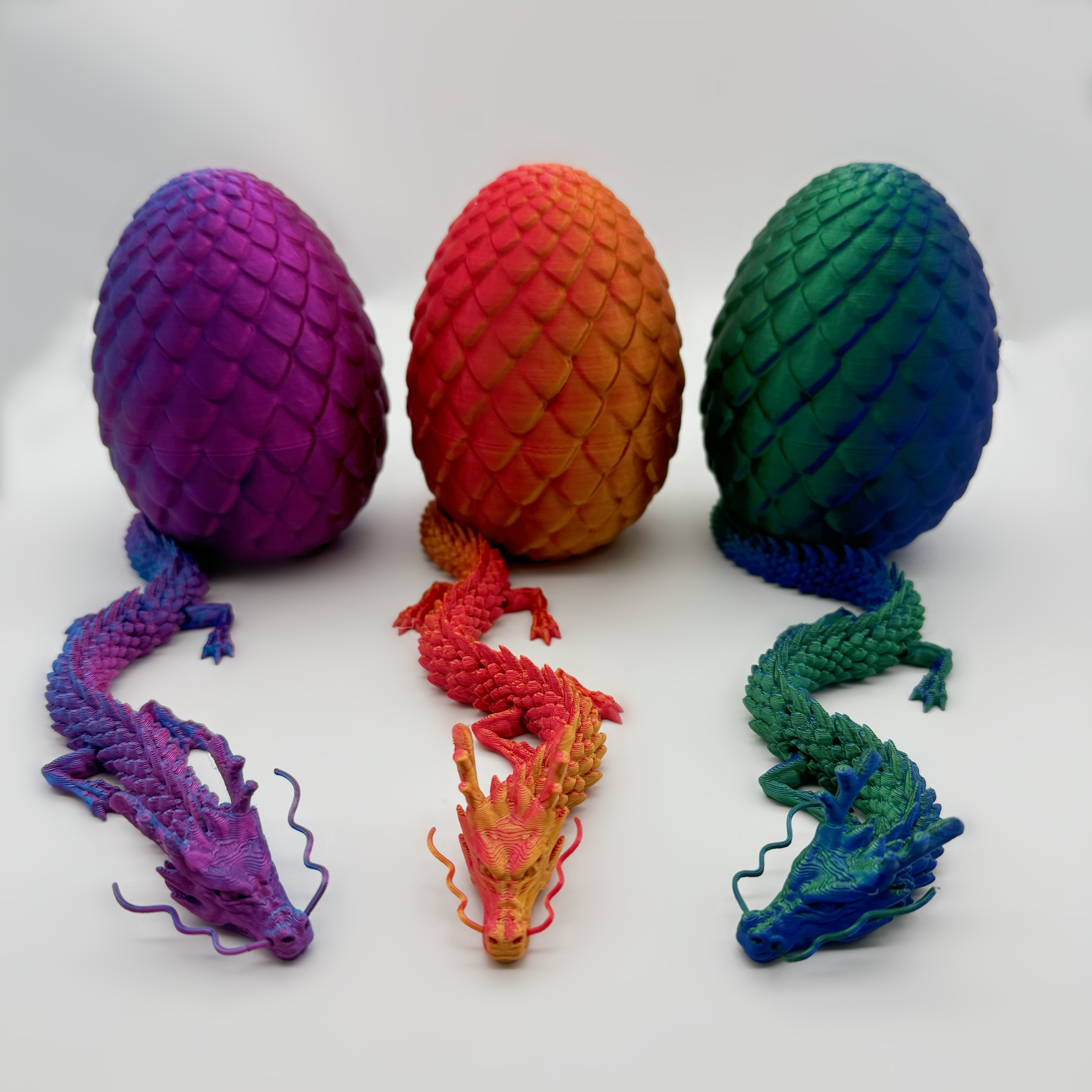 

Rainbow 3d Printed Chinese Dragon Egg Set - Creative Desk & Car Decor, Perfect For Easter, Christmas, Thanksgiving, Halloween, Valentine's, Birthday, Father's Day Gifts