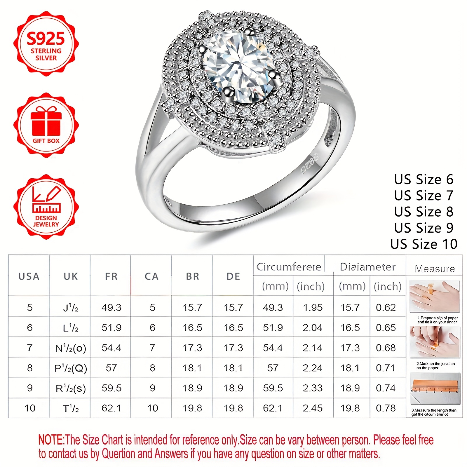 Fashionable Oval Ring with Shining Zirconia in S925 Silver