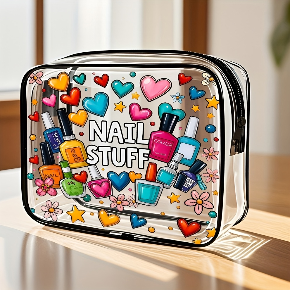TEMU Bolso de transparente para - Neceser con cierre de cremallera y asa de transporte, para equipaje de aeropuerto, neceser de maquillaje, bolsa de