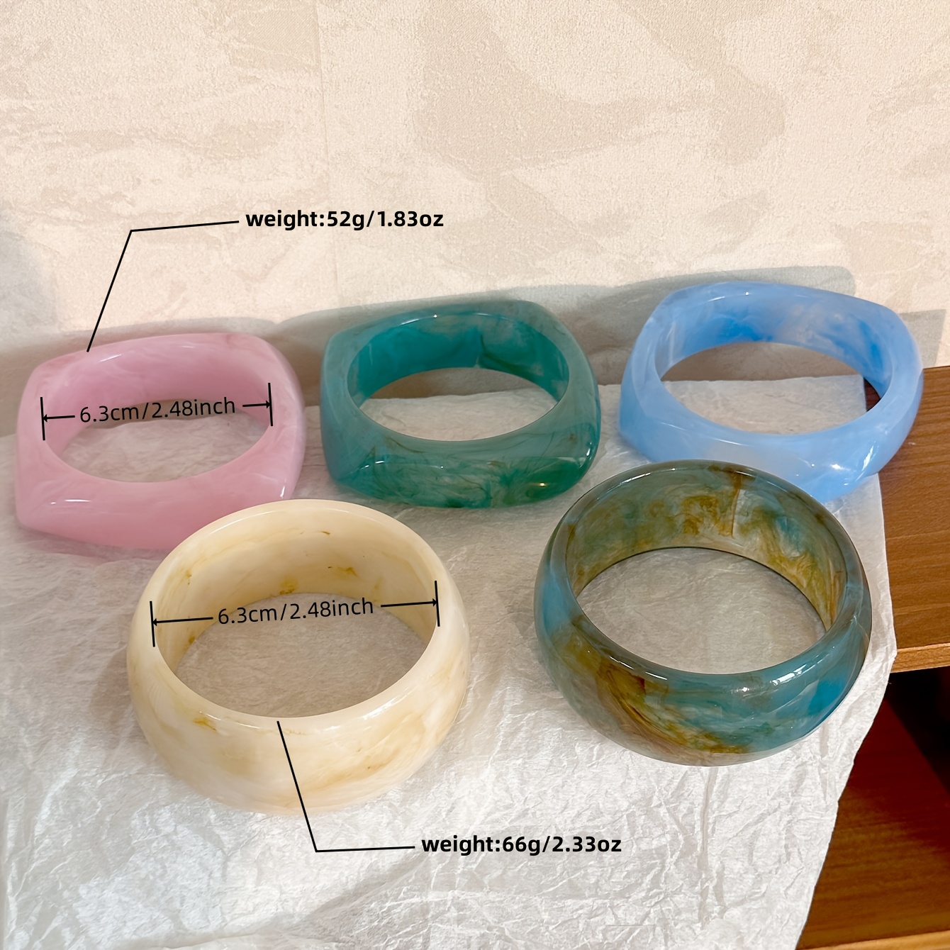 Vintage Inspired Geometric Resin Bangle Bracelet