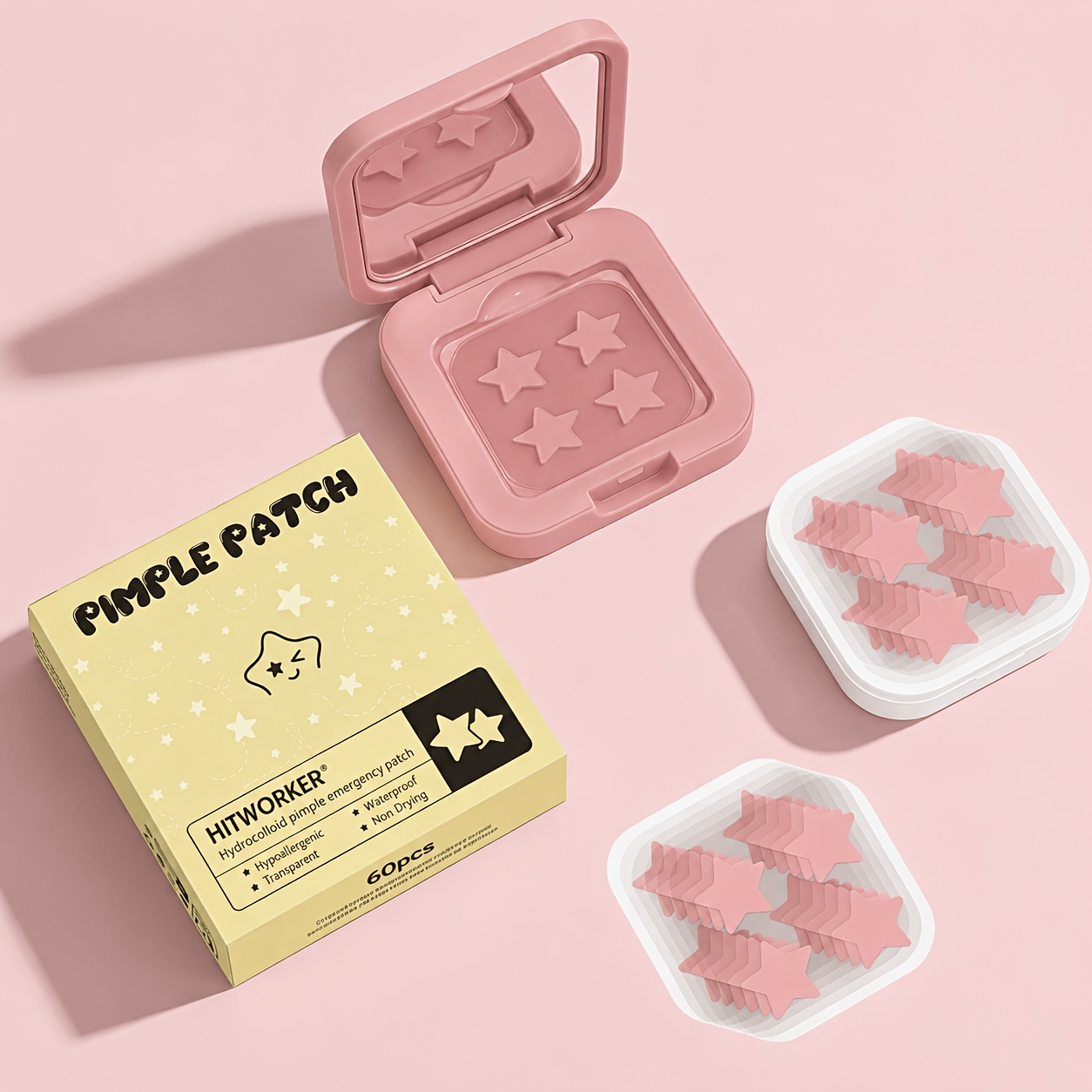 Star Hydrocolloid Cover Patch, Fashionable Dating Makeup Essential, Individually Packaged With Mirror, Portable, 60 Patches