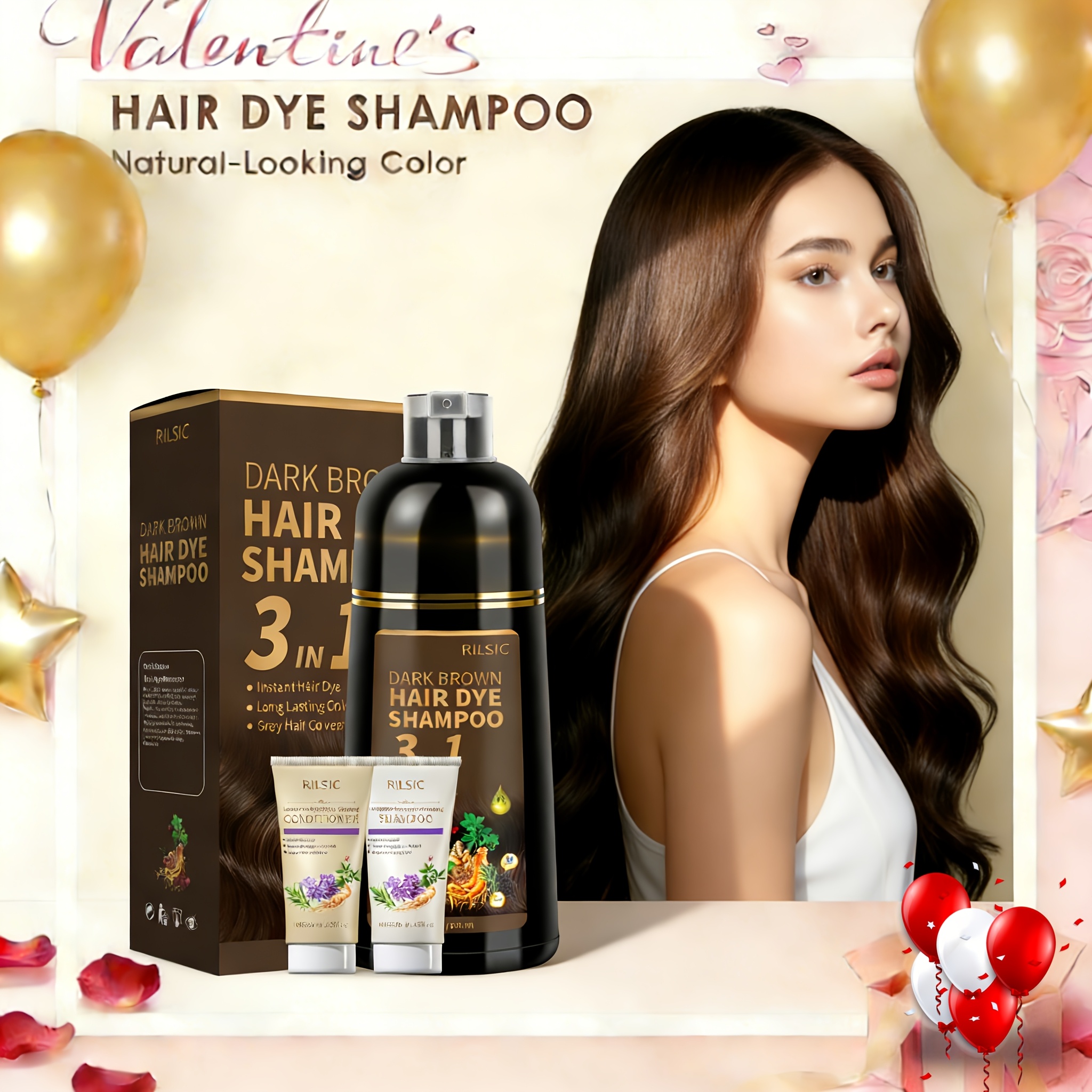 TEMU Hair Dye Shampoo 3in 1 For , Instant Hair Color, 100% Grey Hair Coverage, Natural Hair Dye Coloring In Minutes, Hair Color Shampoo For Men And