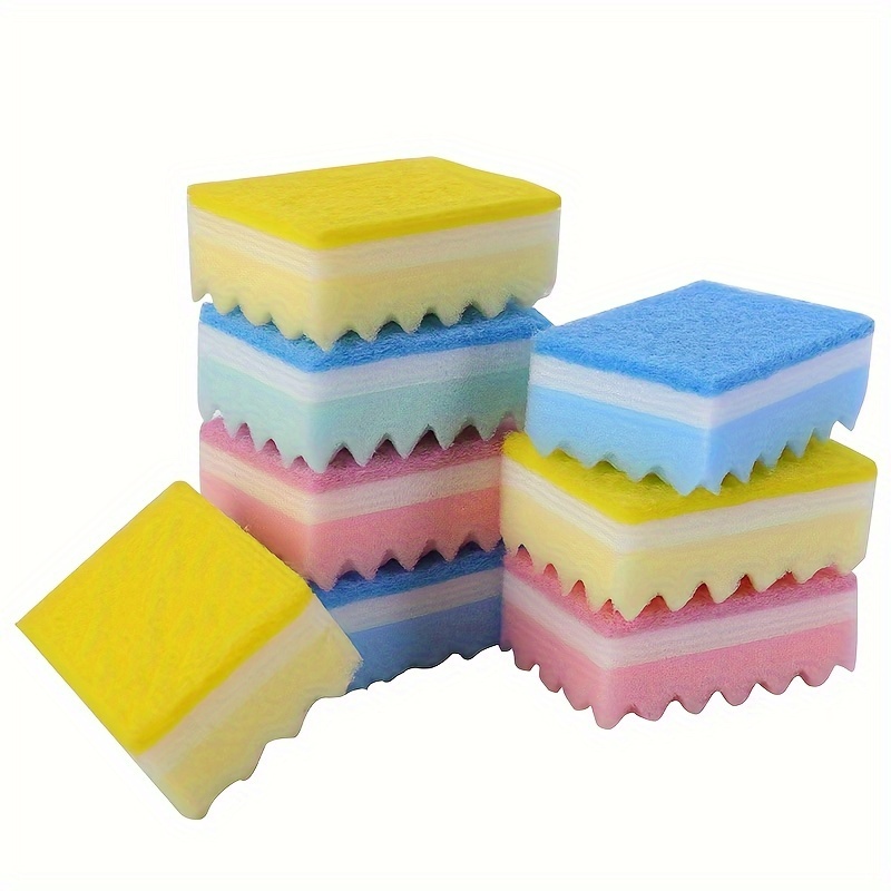 

10-pack Colorful Sponge Scrubbers, Polyurethane Kitchen Cleaning Pads, Multi-use For Bathroom, Toilet, Kitchen Home Cleaning Supplies