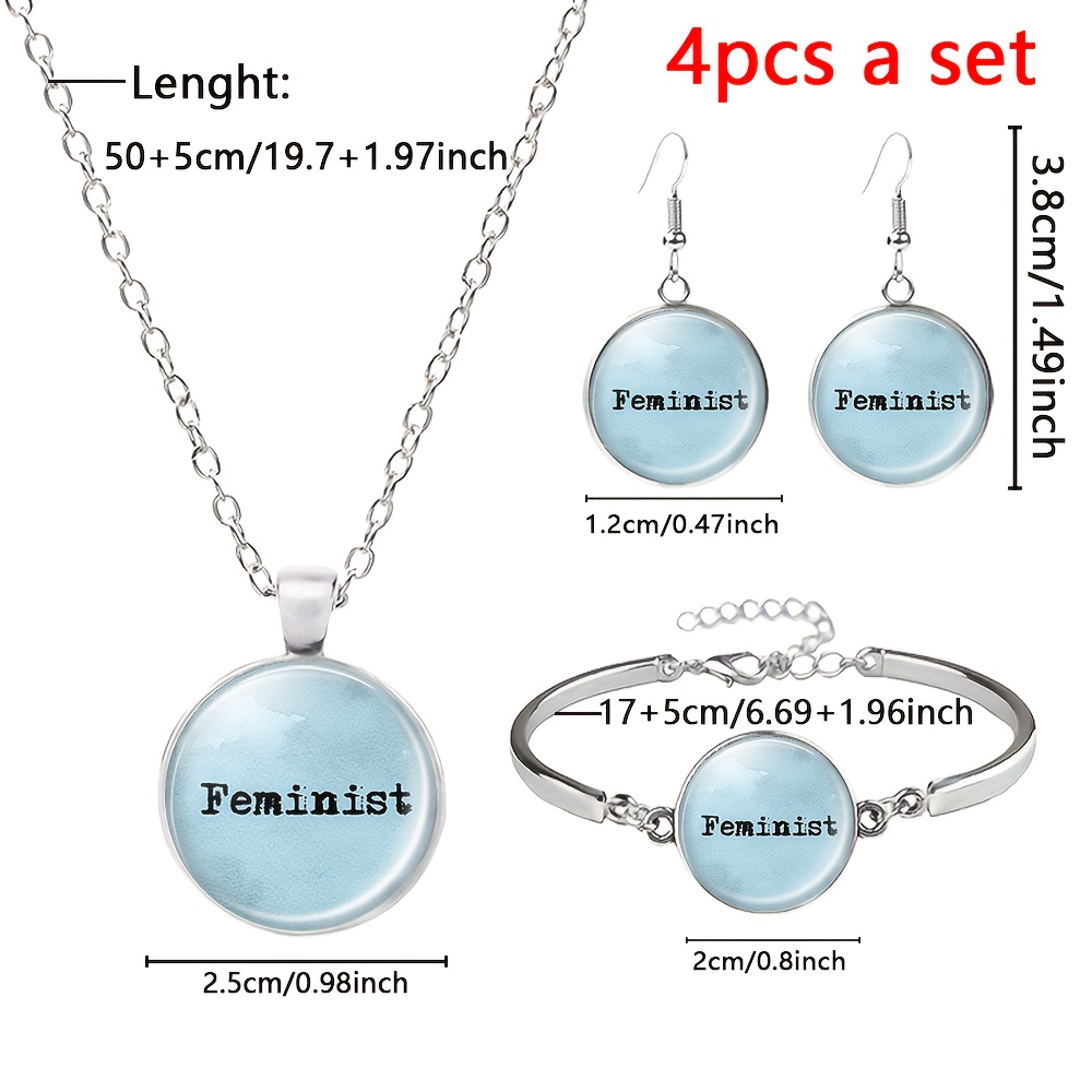4pc Glass Inlaid Pattern Jewellery Set, Gift for Women