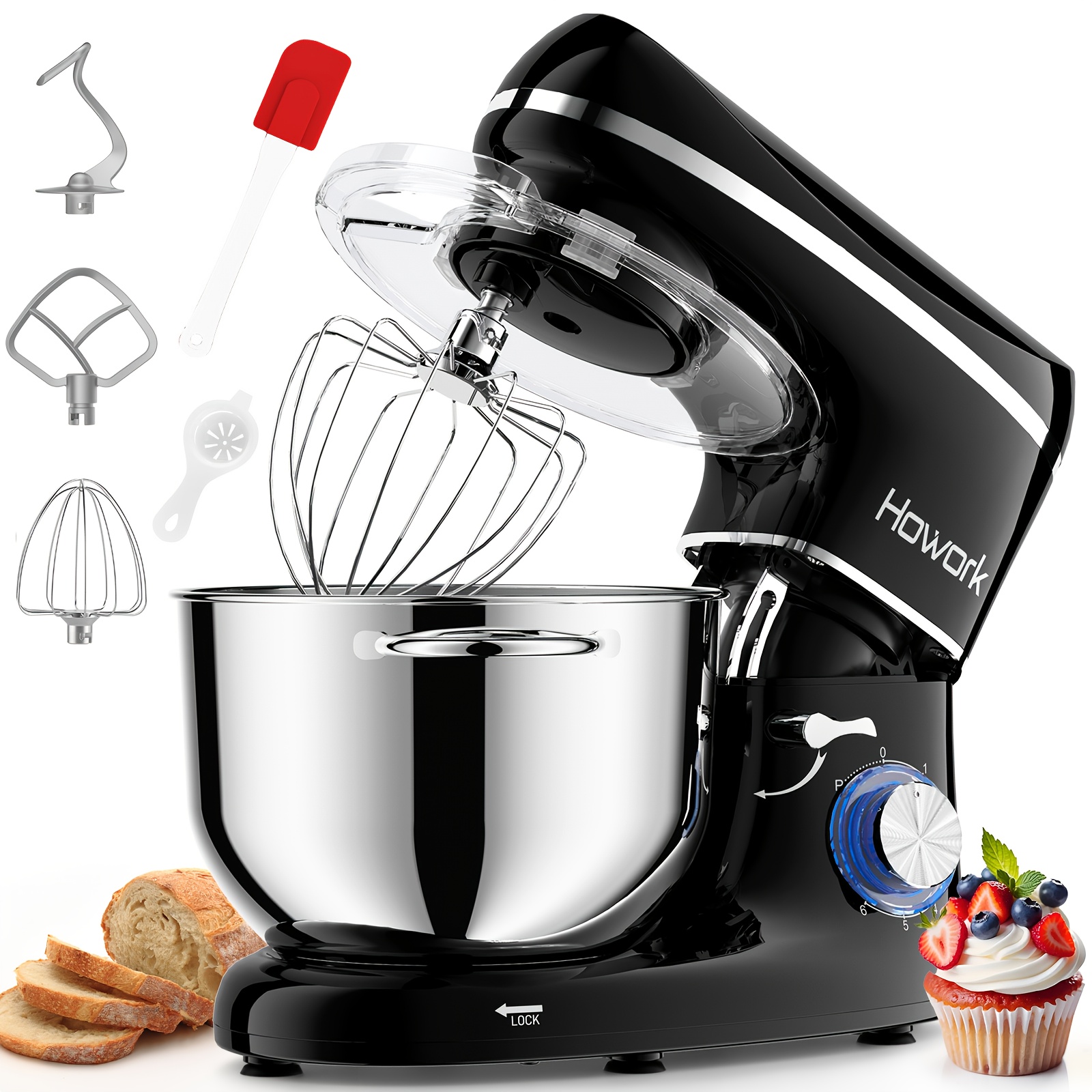 TEMU Stand Mixer 660w, Electric Kitchen Mixer, 6 Speed Tilt-head Stand Mixer With , Attachments 6.5qt Bowl, Dishwasher Safe Beater, Dough Hook, Whisk