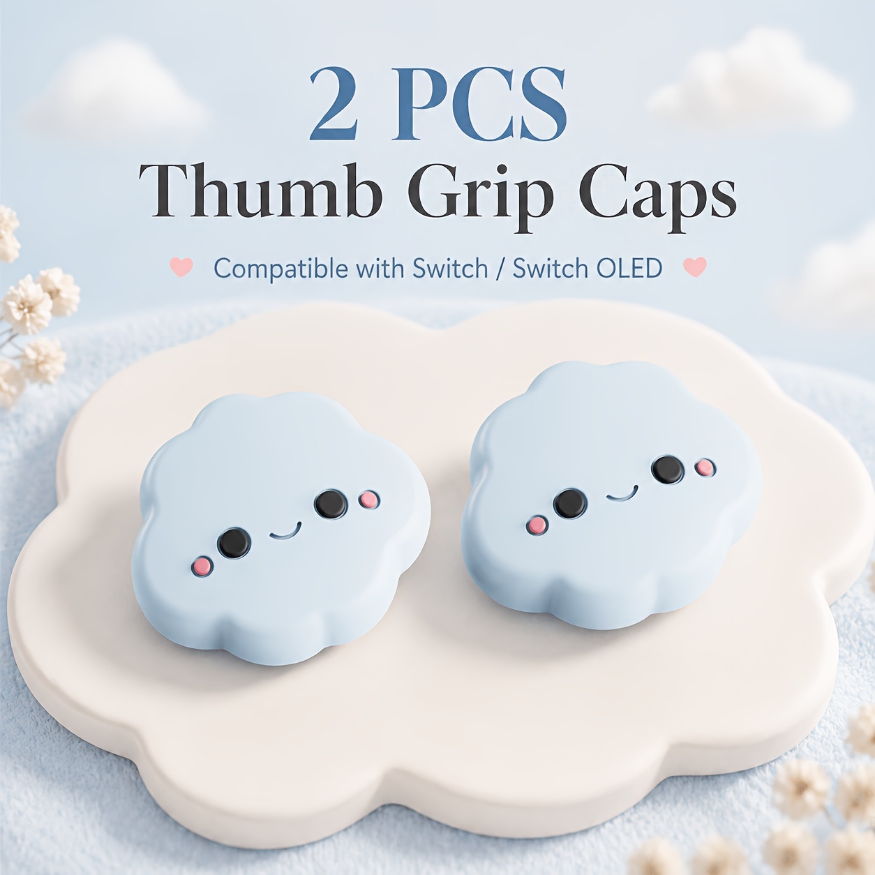 TEMU 2pcs Shape Joystick Caps Compatible With Switch Oled Ns, Non-slip Soft Thumb Grips Stick Cover For Gaming Controller