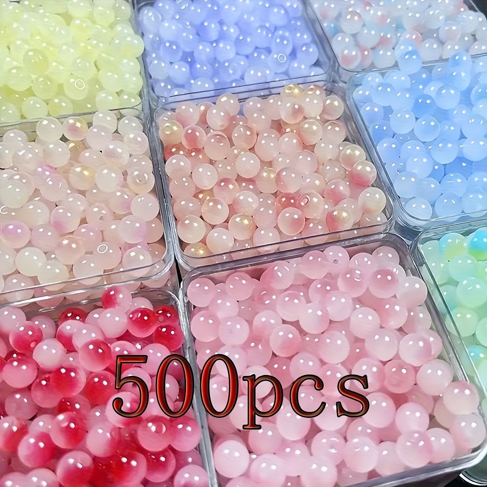 E-shop 200/500 Stück 8mm Farbverlauf Glasperlen - Halbfertige Runde Lose Perlen für Schmuckherstellung, Armbänder & Halsketten Bastelbedarf Perlen für