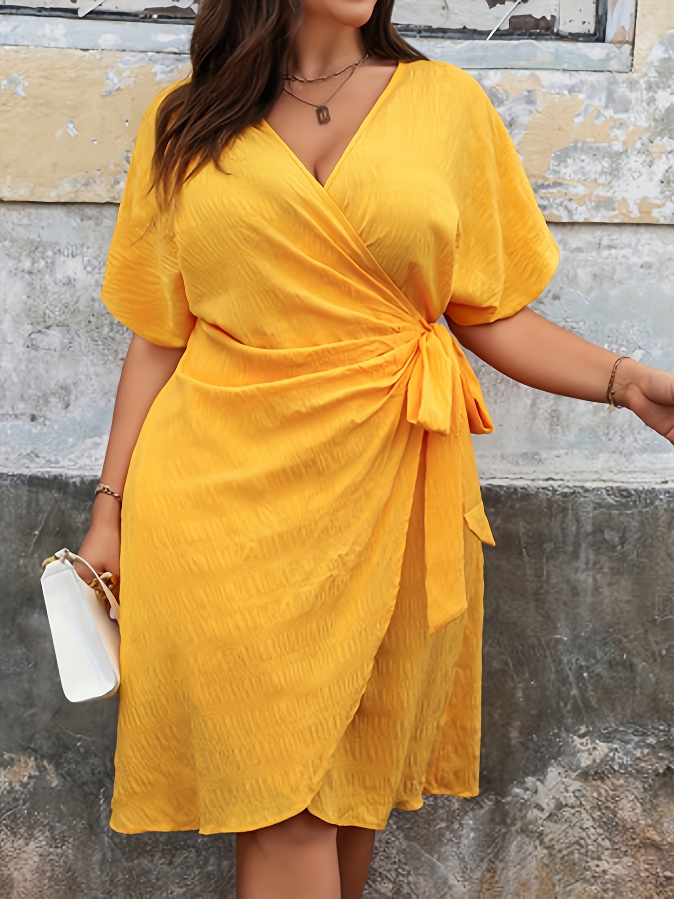 Plus size plus size plus size wrap dress belt design women' - Temu