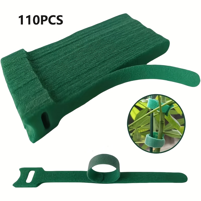 TEMU Juego de 110 piezas de ataduras de plantas de nailon reutilizables, ajustables y antideslizantes de 6 pulgadas con cierres de gancho y bucle,