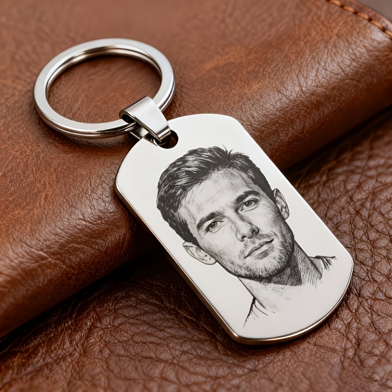 TEMU [customized] 1pc Customized Photo Name Stainless Steel Keychain, Perfect For Valentine's Day, Christmas, Mother's Day, Father's Day Anniversary