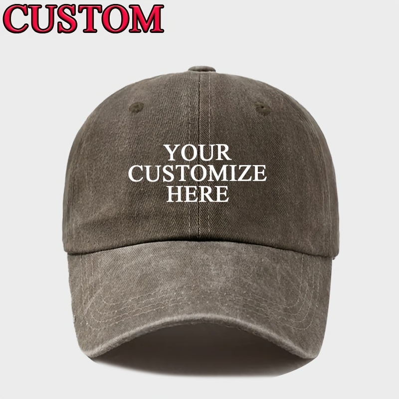 TEMU Casquette de baseball délavée à personnaliser - Casquette ajustable et légère en polyester, convient aux hommes et aux femmes - Personnalisez