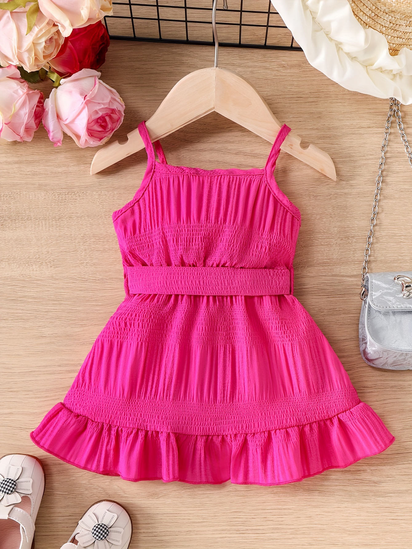 Charming Green Jacquard Fabric Dress for Toddler Girls - Sleeveless Summer Princess Gown with Ruffled Hem and Bow Detail, Machine Washable, Toddler Princess Dress