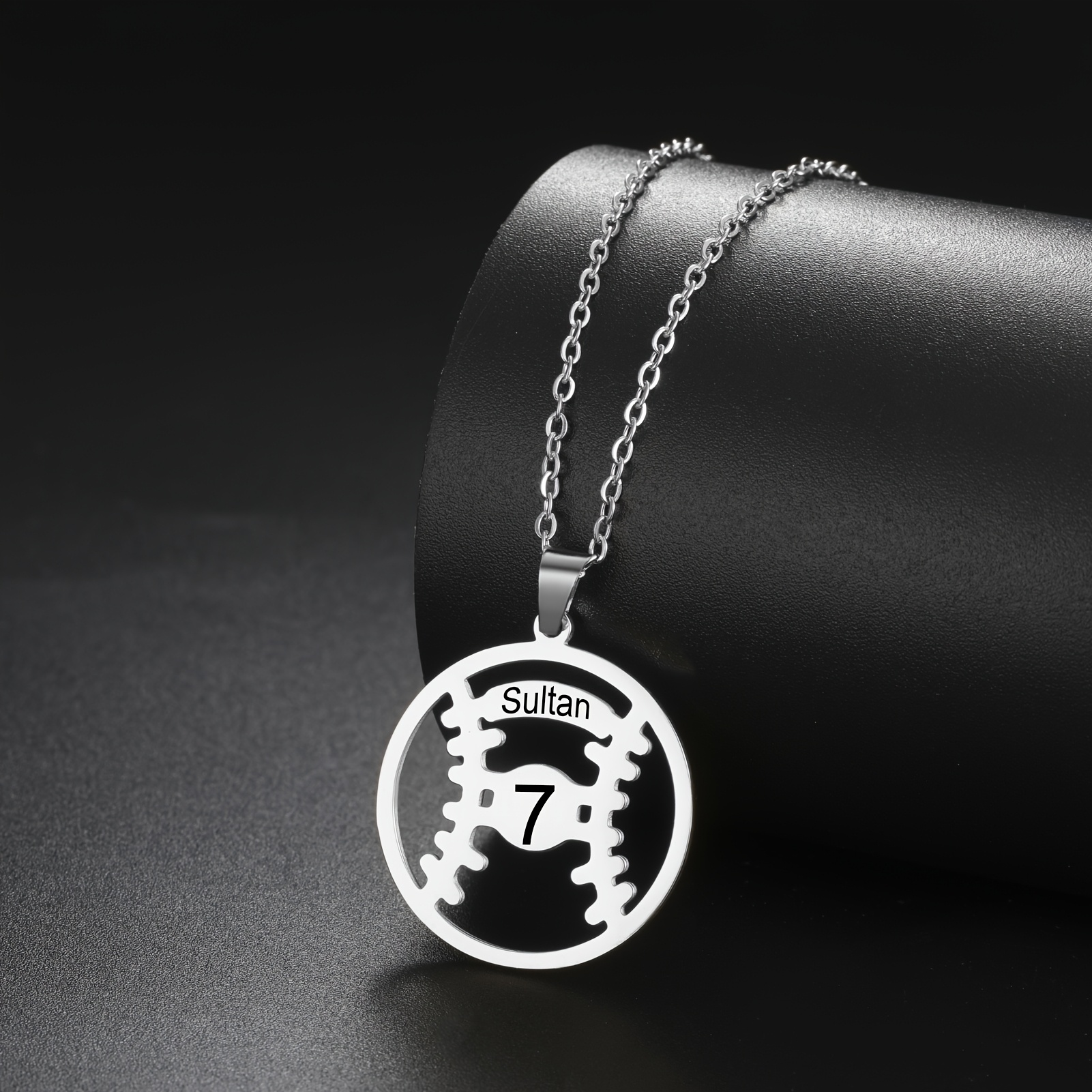 Customizable Baseball Number & Name Pendant Necklace