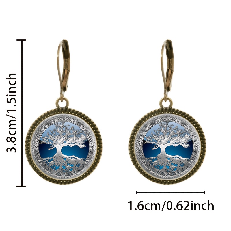 2pc Classic Blue Tree Pendant Earrings Set