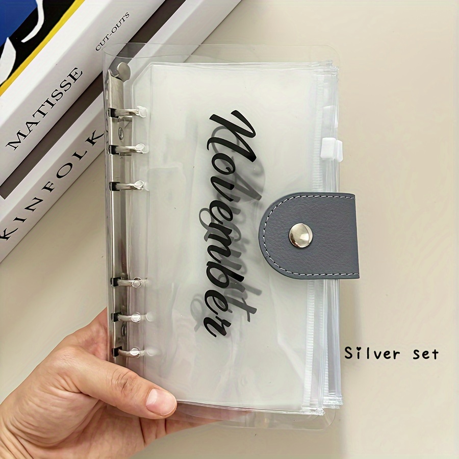 A6 Loose Leaf Monthly Zipper Budget Envelope Binder Ticket Receipt Storage Bag Gift Set 1 Cover And 12 Monthly Bags