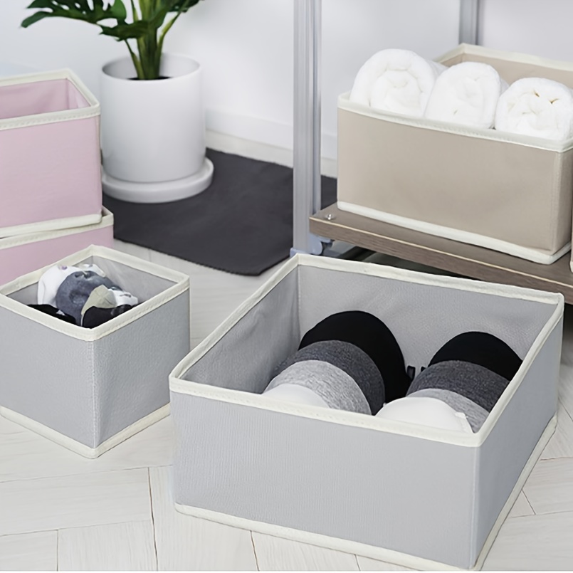 6pcs foldable non woven storage bins for underwear socks   space saving closet organizers details 15