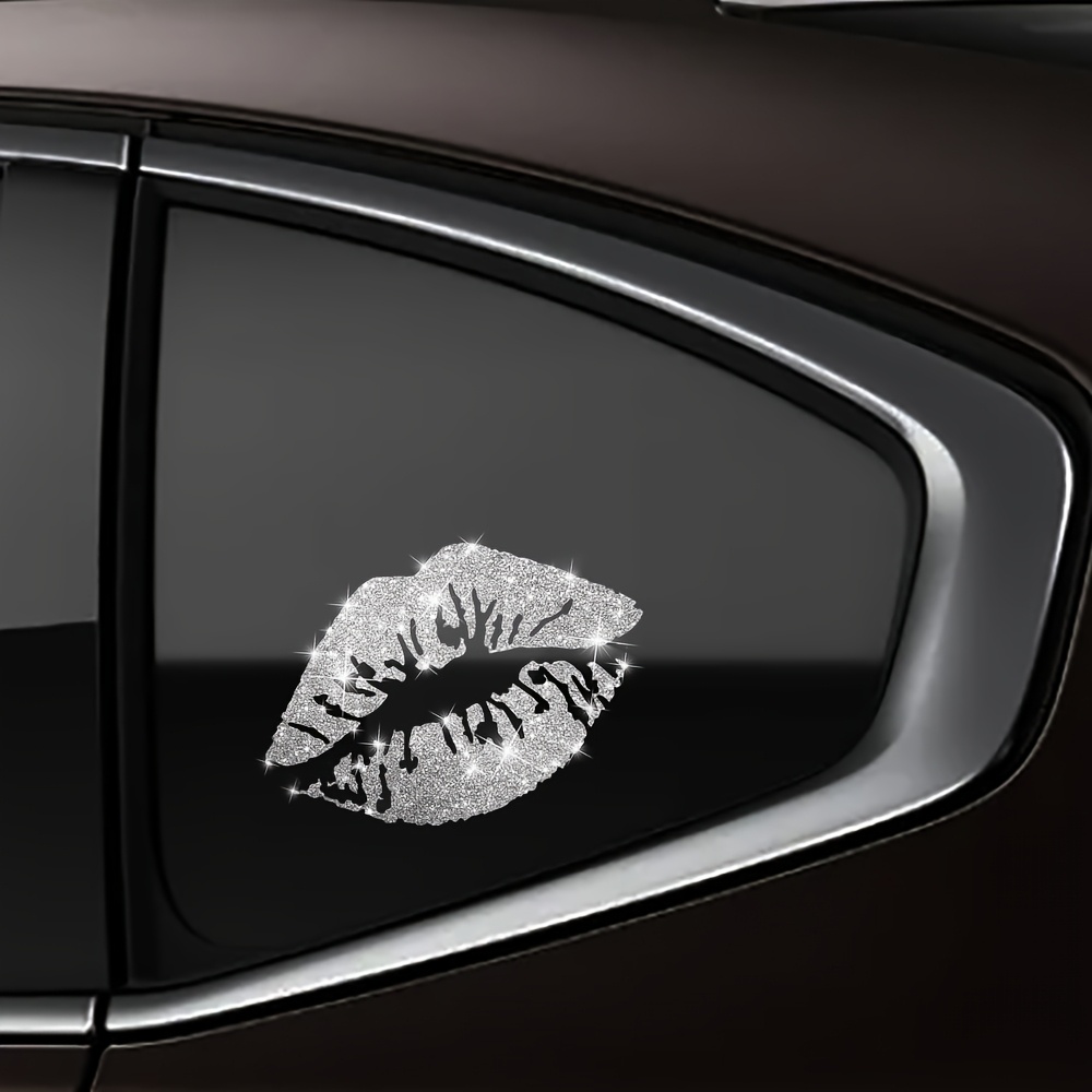 Image of 1pc Lip Pattern Sticker, Glitter Big Lips Car Sticker, Car Door, Car Window, Car Tail, Personalized Decoration Sticker, Truck, Off-road Sticker, Motorcycle Cartoon Sticker