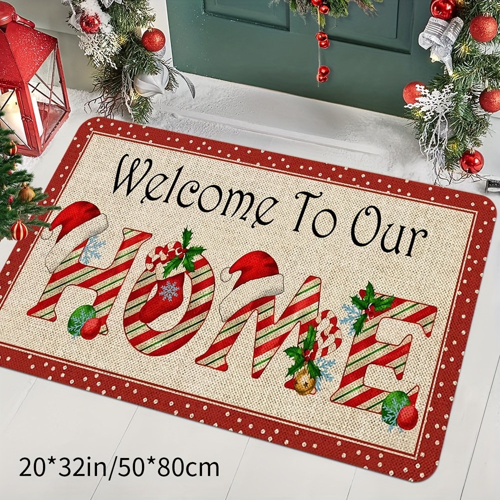 

1pc Of Creative Multicolored Home Printed New Year Decorative Doormat, Kitchen Non-slip Dirt-resistant Home , Household Entrance Hallway Decorative Foot Mat, Christmas Doormat.