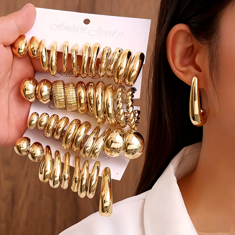 40pcs Elegant Minimalist Ccb Earring Set - Teardrop & Spherical Wide-face Earrings For Women, Look For Daily Wear, Parties, Weddings, Versatile Gift, 40pcs (no Plating)