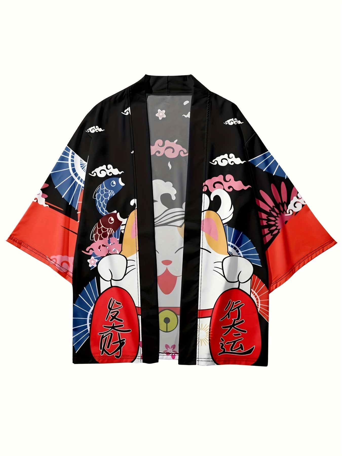 Anime Cartoon Cat Pattern Giacche Kimono Da Uomo Costume Giapponese Uomo V-collo  Manica Corta Aperto Frontale Casuale - Temu Switzerland