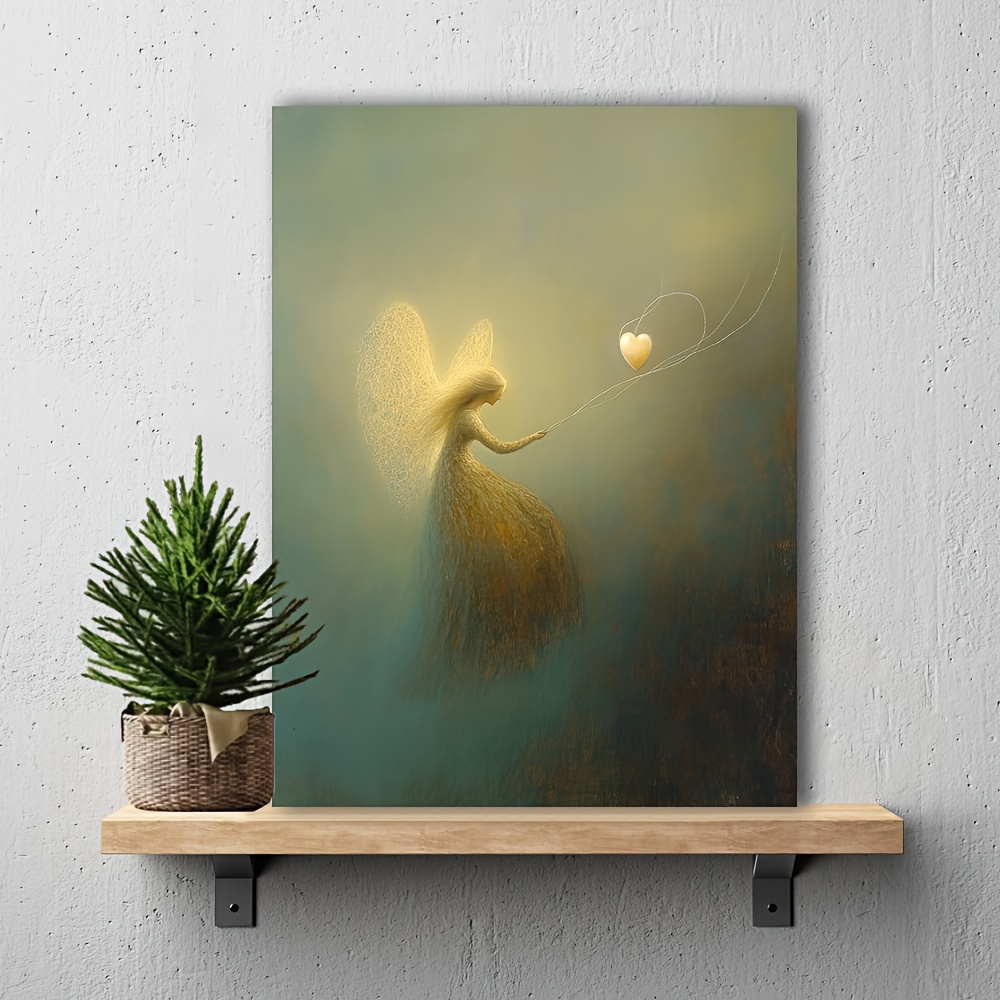 

1pc, Wood Frame , An Floating , Holding In Her , To Her A . (11.8''x15.8''30cm*40cm), , , Bedroom, , , Dining , Bathroom, , Kitchen Decoration