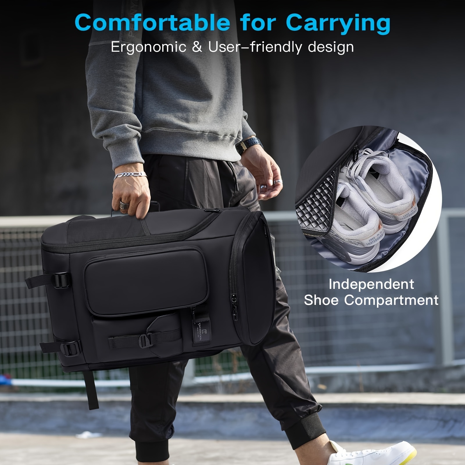 Laptop Compartment Leather Backpack With Shoe Compartment Multi