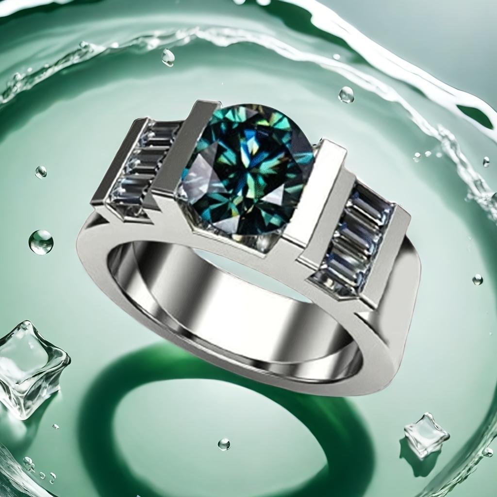 S925 Moissanite Inlaid Ring, Elegant Birthday Gift