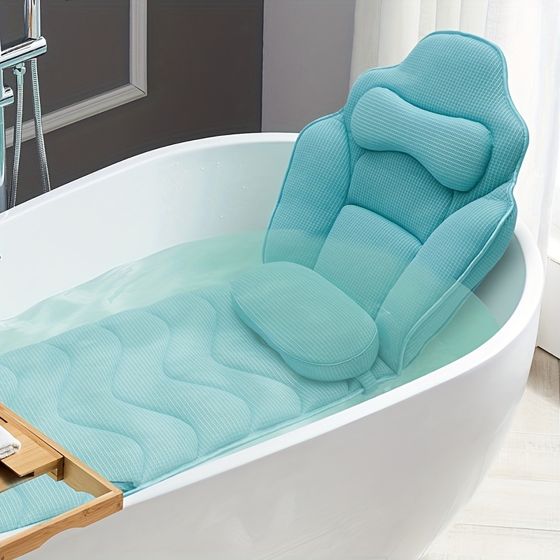 Pesipers Ergonomic Full Body Bath Pillow For Bathtub, 3.9 Inch Thickened Tub Pillows For Back Support And Headrest Neck, Soft 5D Air Mesh Cushion & Mat, Bathtub Pillow