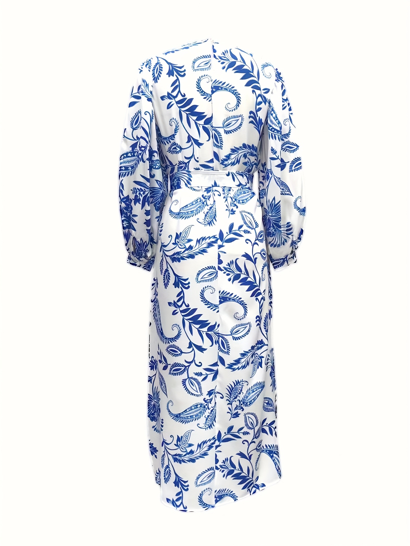 womens elegant floral print round neck long sleeve maxi - Temu Oman