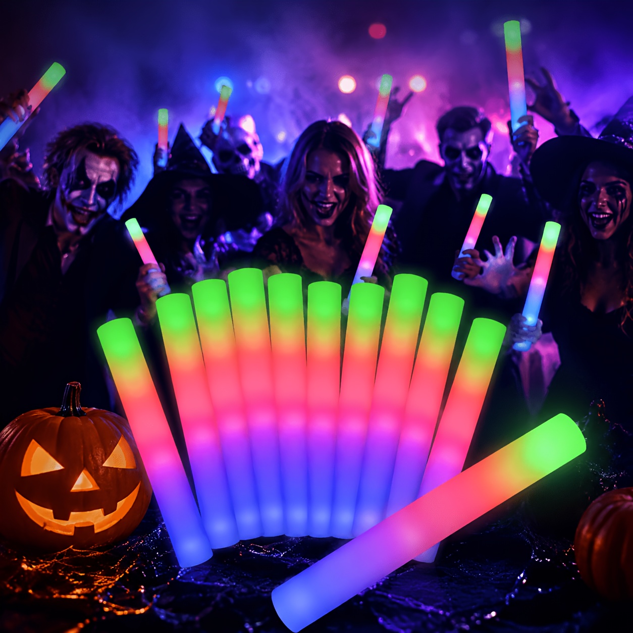 TEMU 42/200pcs Portable Gradient Led Foam Glow Sticks, Length 13.78 Inches (. 35 Cm) - Nightlight Glow Sticks, Luminous Wands, 3-mode Lighting,