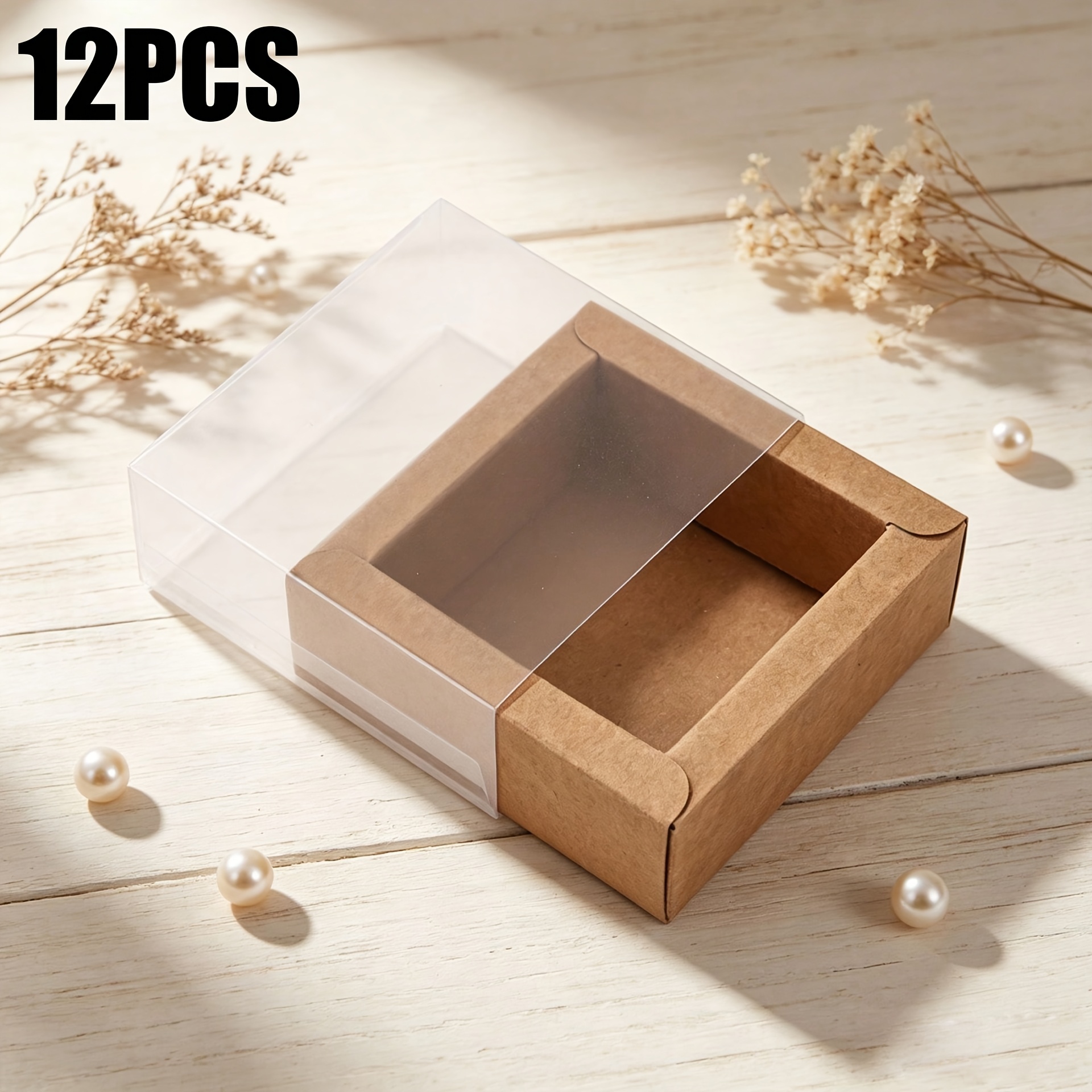 TEMU 12 pezzi Scatola Regalo con Finestra in PVC, Scatola Quadrata per Confezionamento Souvenir, Scatola Porta Gioielli Decorazione Autunnale