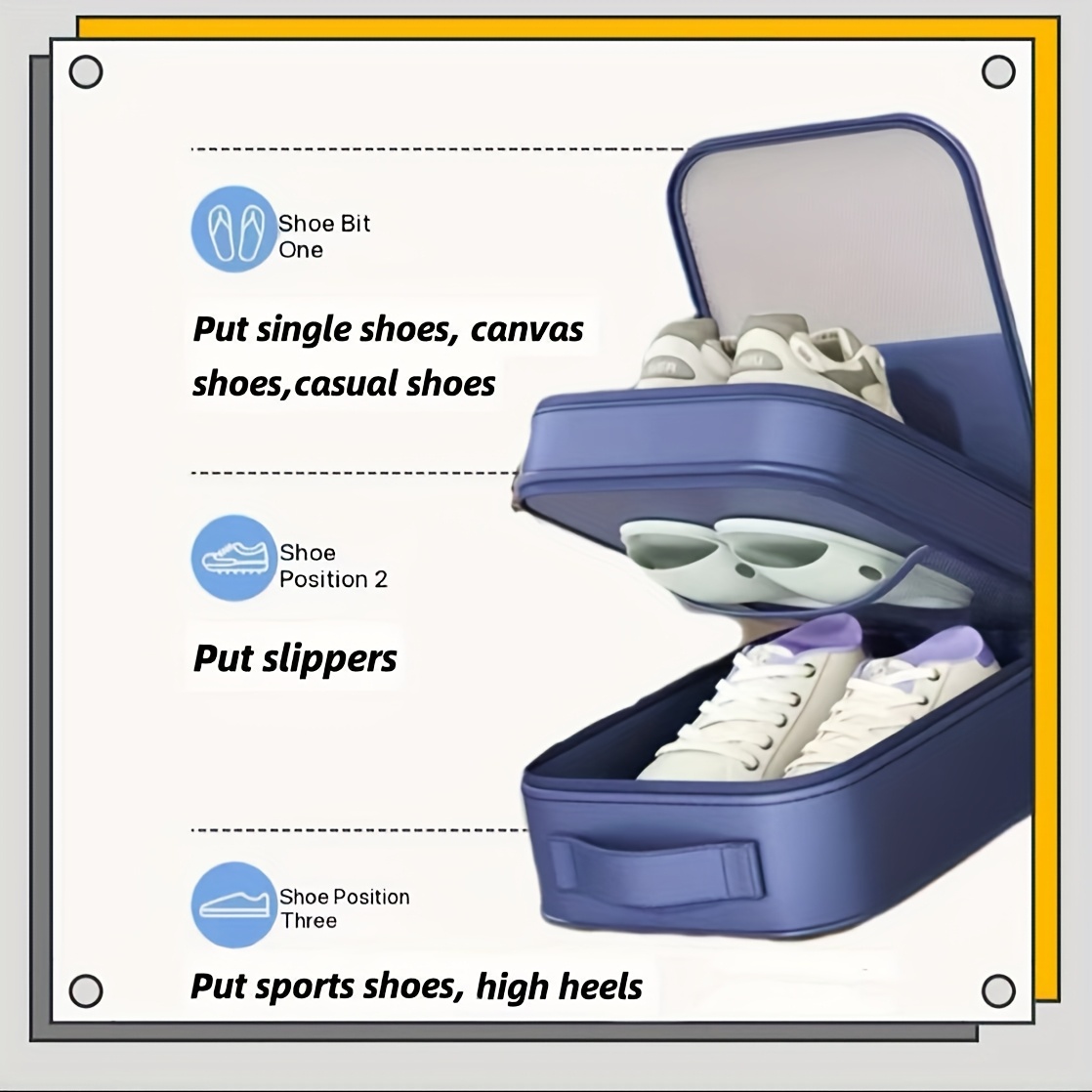 travel shoe storage bag multi functional portable shoe organizer holds 3 pairs of shoes durable and easy to clean wrinkle resistant   in   blue and black suitable for shoes up to eu 42 us 8 5   ideal for storing daily 3