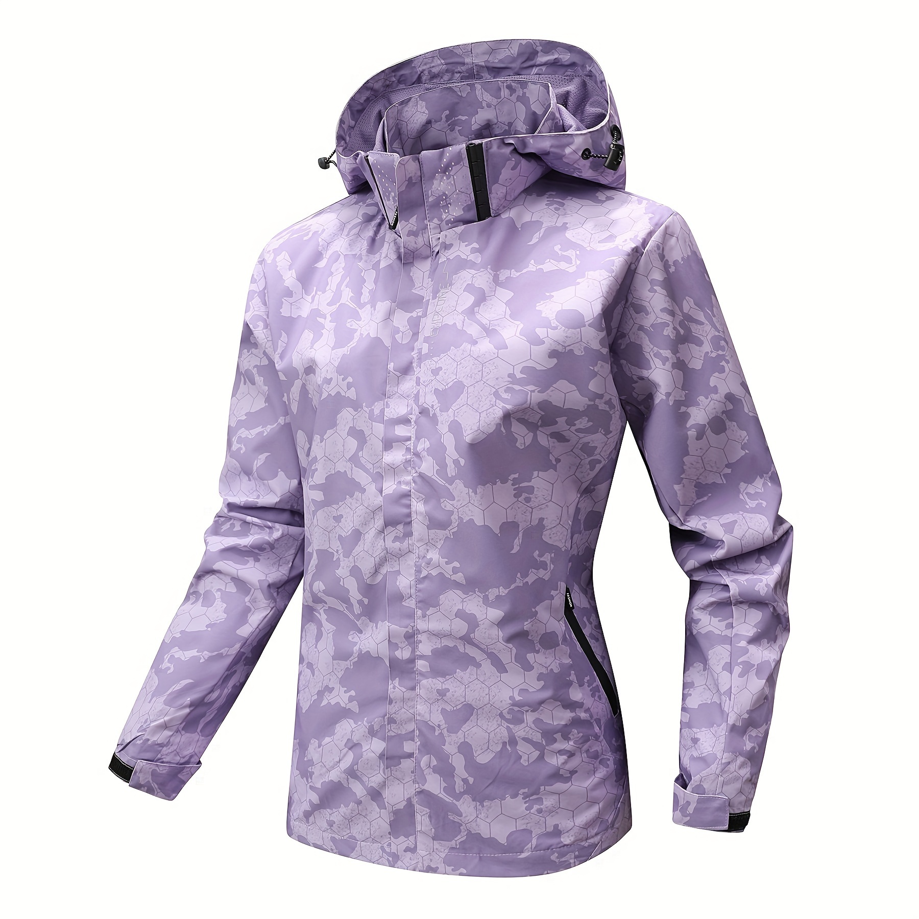 women's lightweight camo windbreaker jacket purple black Temu