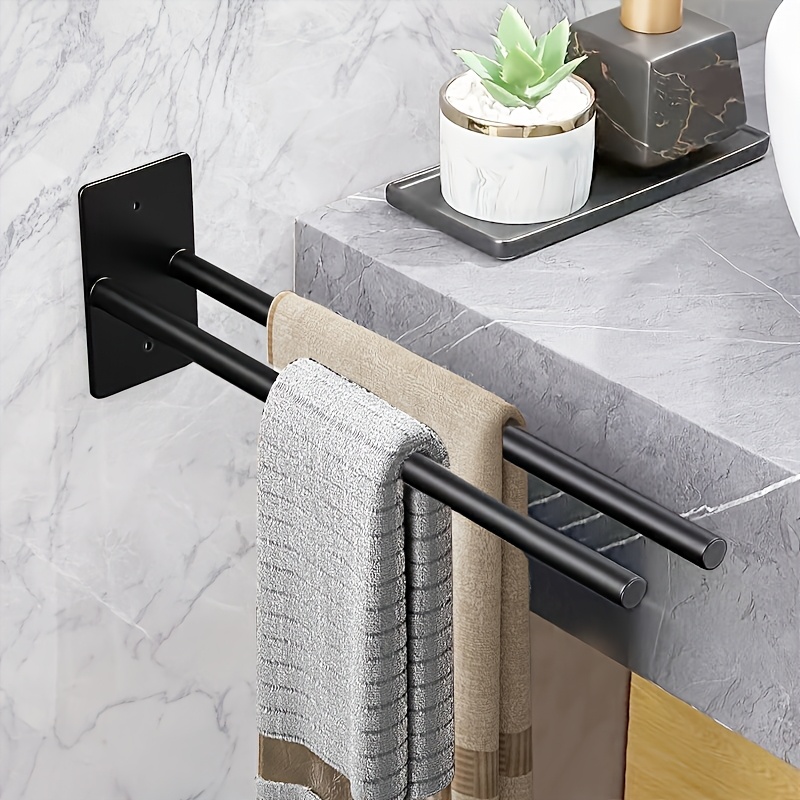 Stainless Steel Towel Rack Bathroom Hanging Rod Double Rod Wall-mounted Bathroom Pendant